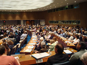 photo of Glen Schuster and Meghan Marrero presenting at the U.N.